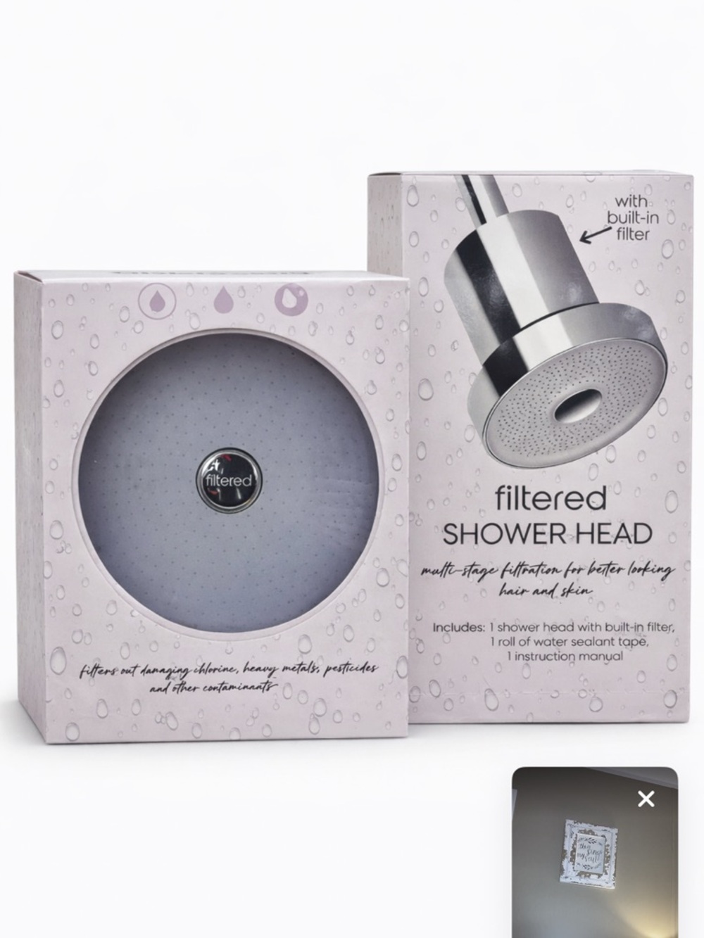 Filtered Shower Head - Silver & Pale Lilac Packaging